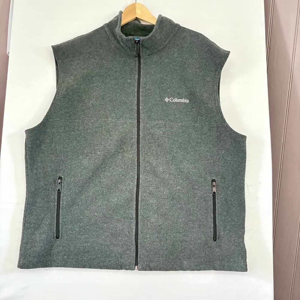 Columbia Mens Steens Mountain Fleece Vest‎ Charcoal Gray Full Zip XL XM1386
